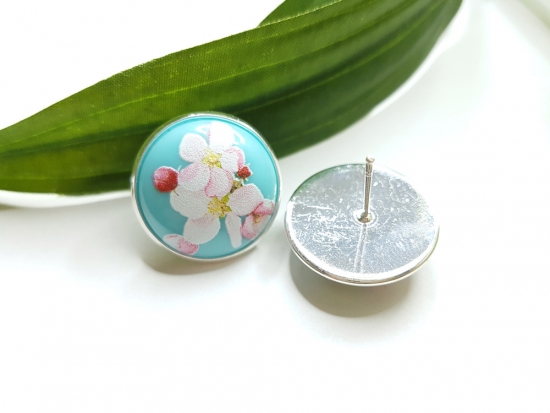 Preview: Türkise Blümchen Ohrstecker rosa